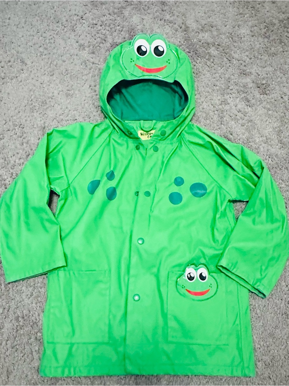 Western Chief Green Frog Hooded Kids Raincoat